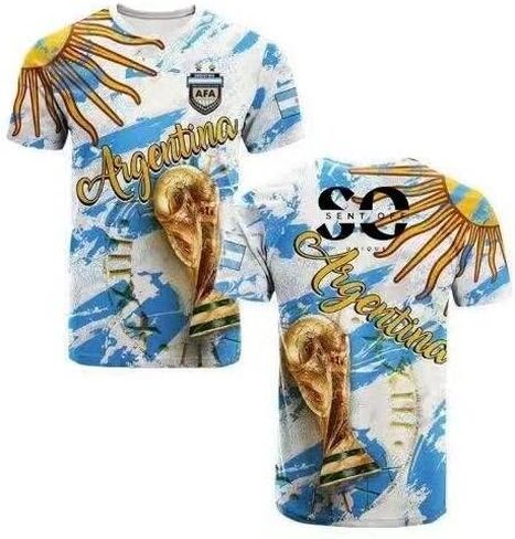 الأرجنتين مشجعي كأس العالم أبطال كأس العالم/تي شيرت/Camiseta رجالي لكرة القدم فوتبول/كرة القدم in Saudi Arabia