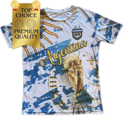 الأرجنتين مشجعي كأس العالم أبطال كأس العالم/تي شيرت/Camiseta رجالي لكرة القدم فوتبول/كرة القدم in Saudi Arabia