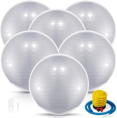 Jexine 6 Pcs Yoga Ball Exercise Ball PVC Stability Balance Yoga Ball Chair Quick Pump for Physical Workout Pregnancy Home Office Gym Equipment in Saudi Arabia