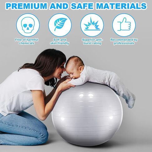 Jexine 6 Pcs Yoga Ball Exercise Ball PVC Stability Balance Yoga Ball Chair Quick Pump for Physical Workout Pregnancy Home Office Gym Equipment in Saudi Arabia