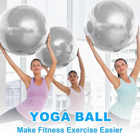 Jexine 6 Pcs Yoga Ball Exercise Ball PVC Stability Balance Yoga Ball Chair Quick Pump for Physical Workout Pregnancy Home Office Gym Equipment in Saudi Arabia