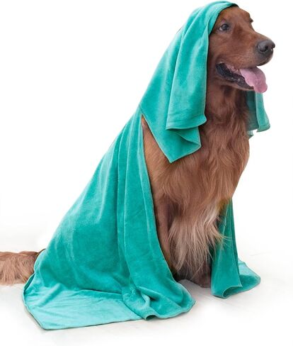 2-PCS Fast Drying Dog Towels - 56 x 28 Inch Ultra Soft & Absorbent Large Dog Towel with 30 x 14 Inch Daily Use Paw Towel - 100% Microfiber Pet Bath Grooming Towels for Dogs Cats, Gray in Saudi Arabia