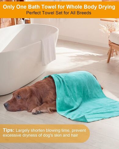 2-PCS Fast Drying Dog Towels - 56 x 28 Inch Ultra Soft & Absorbent Large Dog Towel with 30 x 14 Inch Daily Use Paw Towel - 100% Microfiber Pet Bath Grooming Towels for Dogs Cats, Gray in Saudi Arabia
