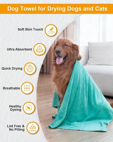 2-PCS Fast Drying Dog Towels - 56 x 28 Inch Ultra Soft & Absorbent Large Dog Towel with 30 x 14 Inch Daily Use Paw Towel - 100% Microfiber Pet Bath Grooming Towels for Dogs Cats, Gray in Saudi Arabia