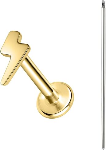 BodyAce Gold F136 Titanium Body Piercing Studs, Internally Threaded Flat Back Cartilage Earring Studs with Piercing Taper, 16G Labret Lip Ring Conch Tragus Stud in Kuwait