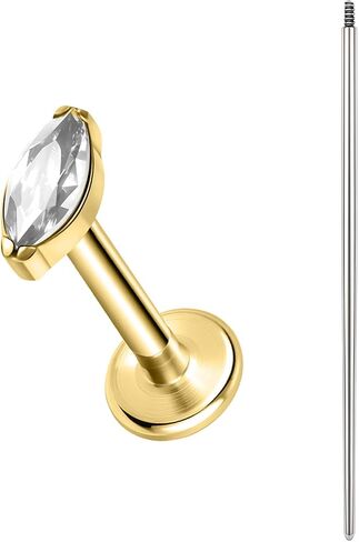 مسامير ثقب الجسم من BodyAce Gold F136 من التيتانيوم، أقراط غضروفية مسطحة الظهر ملولبة داخليًا مع ثقب مدبب، مسمار حلقي للشفاه 16 جرام من لابريت in Kuwait
