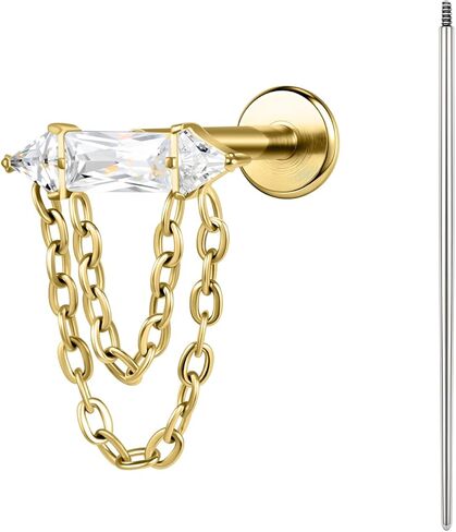 مسامير ثقب الجسم من BodyAce Gold F136 من التيتانيوم، أقراط غضروفية مسطحة الظهر ملولبة داخليًا مع ثقب مدبب، مسمار حلقي للشفاه 16 جرام من لابريت in Kuwait