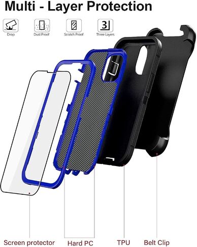 for iPhone 13 Pro Max Case 6.7" with 2 Pack Tempered Glass Screen Protector, Heavy Duty Shockproof Military Grade Drop Protective Upgraded Full Body Rugged Dust-Proof Cover(RedBlack) in Saudi Arabia