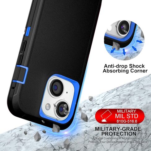for iPhone 13 Pro Max Case 6.7" with 2 Pack Tempered Glass Screen Protector, Heavy Duty Shockproof Military Grade Drop Protective Upgraded Full Body Rugged Dust-Proof Cover(RedBlack) in Saudi Arabia