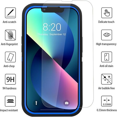 for iPhone 13 Pro Max Case 6.7" with 2 Pack Tempered Glass Screen Protector, Heavy Duty Shockproof Military Grade Drop Protective Upgraded Full Body Rugged Dust-Proof Cover(RedBlack) in Saudi Arabia