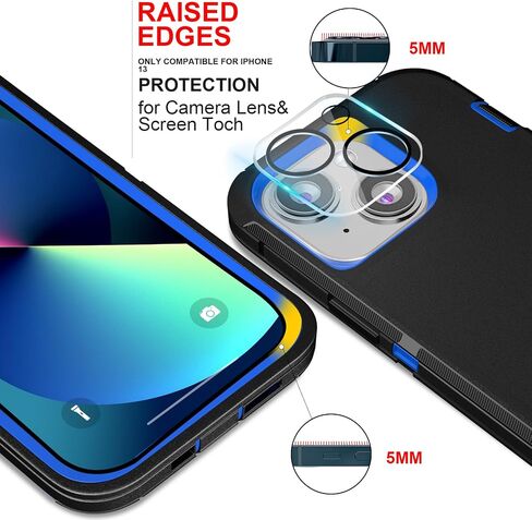 for iPhone 13 Pro Max Case 6.7" with 2 Pack Tempered Glass Screen Protector, Heavy Duty Shockproof Military Grade Drop Protective Upgraded Full Body Rugged Dust-Proof Cover(RedBlack) in Saudi Arabia