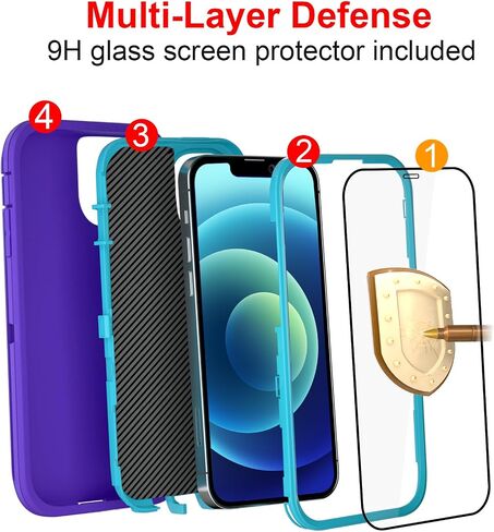 for iPhone 13 Pro Max Case 6.7" with 2 Pack Tempered Glass Screen Protector, Heavy Duty Shockproof Military Grade Drop Protective Upgraded Full Body Rugged Dust-Proof Cover(RedBlack) in Saudi Arabia