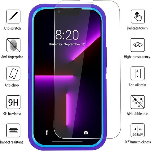 for iPhone 13 Pro Max Case 6.7" with 2 Pack Tempered Glass Screen Protector, Heavy Duty Shockproof Military Grade Drop Protective Upgraded Full Body Rugged Dust-Proof Cover(RedBlack) in Saudi Arabia