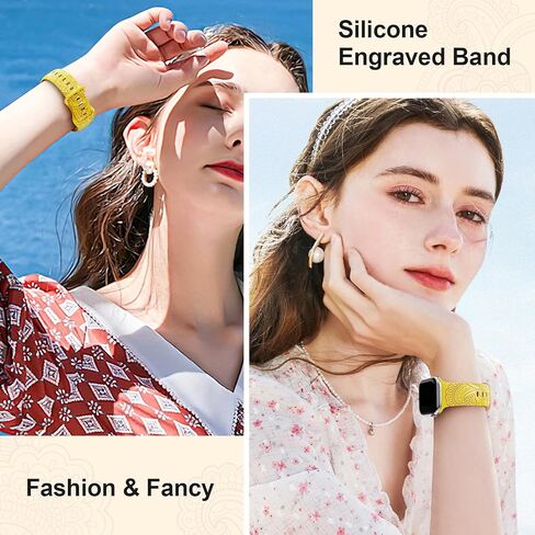 Floral Engraved Band Compatible with Apple Watch Band for Women 40mm 38mm 41mm 44mm 45mm 49mm, Boho Strap for iWatch Series 9 Ultra SE 8 7 6 5 4 3 2 1 in Kuwait