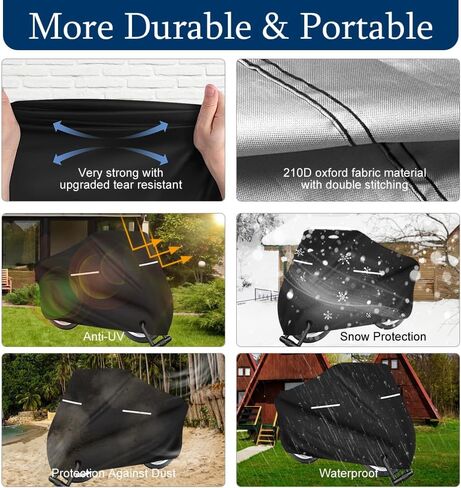 غطاء دراجة نارية، غطاء دراجة نارية عالمي عالي التحمل مقاوم للماء في الهواء الطلق مع فتحات قفل وحقيبة تخزين، حماية من أشعة الشمس فوق البنفسجية، مقاوم للغبار والثلج، متين، يناسب حتى 96.5 بوصة غطاء مركبة للدراجات النارية in Kuwait