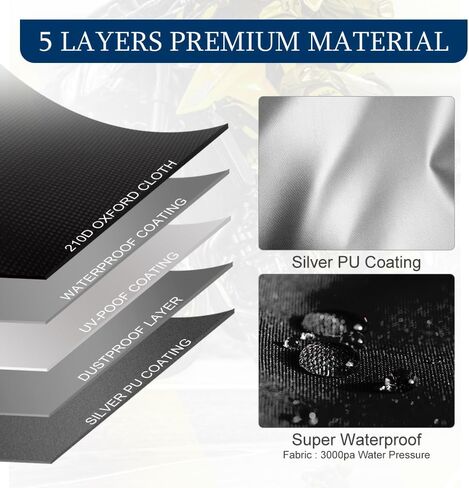 غطاء دراجة نارية، غطاء دراجة نارية عالمي عالي التحمل مقاوم للماء في الهواء الطلق مع فتحات قفل وحقيبة تخزين، حماية من أشعة الشمس فوق البنفسجية، مقاوم للغبار والثلج، متين، يناسب حتى 96.5 بوصة غطاء مركبة للدراجات النارية in Kuwait