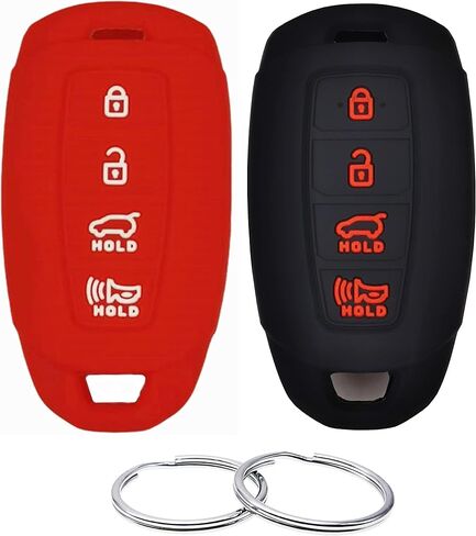 Silicone Rubber Key Fob Cover Compatible with 2017-2021 Hyundai Accent Azera Elantra GT Kona Veloster Veloster N(not for Keys with Eject/flip/fold Buttons) (Black Purple) in Saudi Arabia