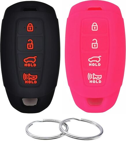 Silicone Rubber Key Fob Cover Compatible with 2017-2021 Hyundai Accent Azera Elantra GT Kona Veloster Veloster N(not for Keys with Eject/flip/fold Buttons) (Black Purple) in Saudi Arabia