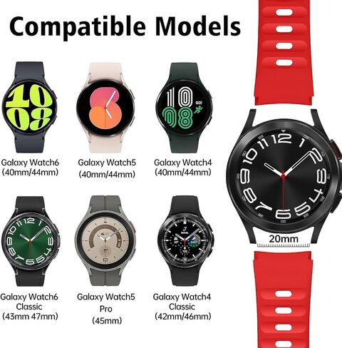 kytuwy Bands Compatible for Galaxy Watch 6 Band/Galaxy Watch 5 Band 44mm 40mm, Rugged No Gap Band for Galaxy Watch 6 Classic Bands 47mm 43mm, Silicone Sport Strap for Samsung Galaxy Watch 5 Pro 45mm in Saudi Arabia