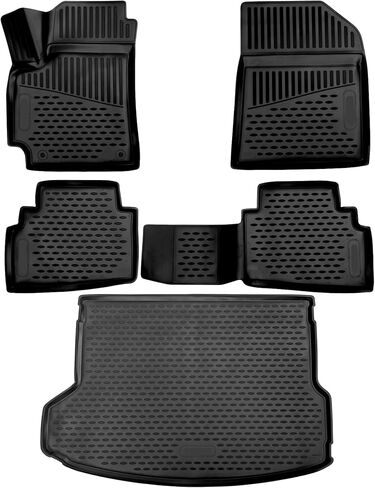 Fits 2021-2024 Kia Seltos Floor Mats Front & 2nd Row Seat Liner Set 3D Custom Fit All-Weather Full Set Liners, Black in Saudi Arabia