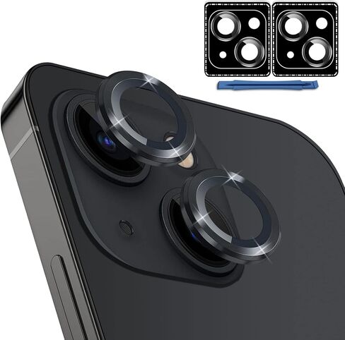 [عبوة من قطعتين من واقي عدسة الكاميرا لهاتف iPhone 14/14 Plus وiPhone 15/15 Plus، غطاء كاميرا من الزجاج المقوى بحلقة معدنية فردية، فائق الدقة، مضاد للخدش، مع مساعدات التثبيت والإزالة - أحمر in Saudi Arabia