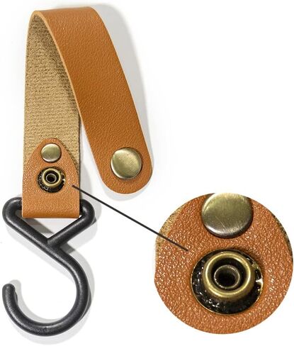 Multipurpose Leather S Hooks for Hanging - Kitchen Organization, Utensils Hanger, Camping Gear Organizer - Pack of 4, Sturdy and Compact, Grey in Saudi Arabia