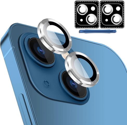 [عبوة من قطعتين من واقي عدسة الكاميرا لهاتف iPhone 14/14 Plus وiPhone 15/15 Plus، غطاء كاميرا من الزجاج المقوى بحلقة معدنية فردية، فائق الدقة، مضاد للخدش، مع مساعدات التثبيت والإزالة - أحمر in Saudi Arabia