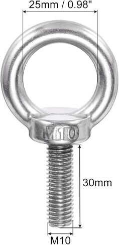 PATIKIL M8 x 13mm Lifting Shoulder Eye Bolt, 6Pcs 304 Stainless Steel Lifting Ring Threaded Eyebolt with Nuts Washers for Hanging Hammocks Articles in Saudi Arabia