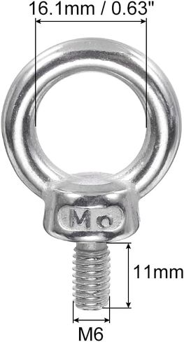 PATIKIL M8 x 13mm Lifting Shoulder Eye Bolt, 6Pcs 304 Stainless Steel Lifting Ring Threaded Eyebolt with Nuts Washers for Hanging Hammocks Articles in Saudi Arabia
