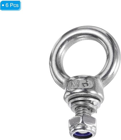 PATIKIL M8 x 13mm Lifting Shoulder Eye Bolt, 6Pcs 304 Stainless Steel Lifting Ring Threaded Eyebolt with Nuts Washers for Hanging Hammocks Articles in Saudi Arabia