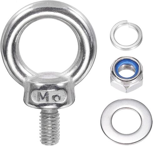PATIKIL M8 x 13mm Lifting Shoulder Eye Bolt, 6Pcs 304 Stainless Steel Lifting Ring Threaded Eyebolt with Nuts Washers for Hanging Hammocks Articles in Saudi Arabia