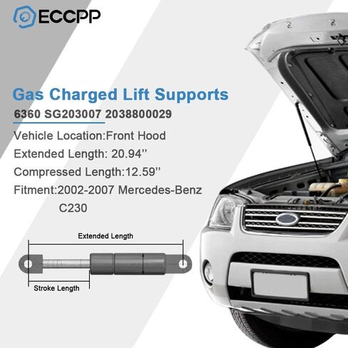دعامات غطاء المحرك الأمامي لدعم الرفع ECCPP نوابض غازية لسيارة Mercedes-Benz 2002-2009 متوافقة مع مجموعة دعامات 6360 المكونة من 2 in Saudi Arabia