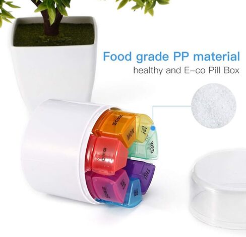 Hoshen Transparent Blue Drawer Type 1 Week Pill Box, 4 Reminders Per Day, Portable Pill Box and 28-Compartment Pill Box, Suitable for Carrying Medicines, Vitamins and Fish Oil Supplements in Saudi Arabia