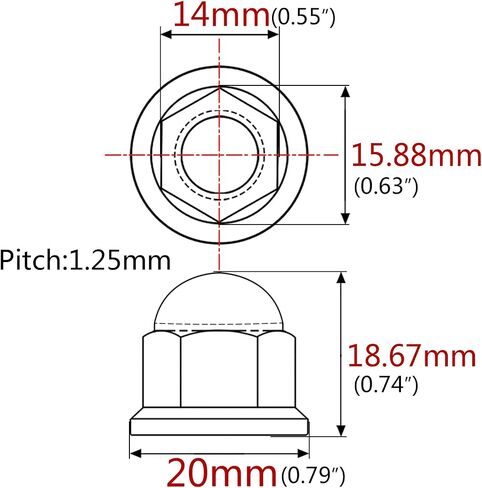 Titanium M6 M8 M10 Dome Head Acorn Nuts for Bicycle Motorcycle Exhaust Pipe Car Pack of 6 (M8, Black) in Saudi Arabia