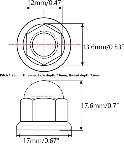 Titanium M6 M8 M10 Dome Head Acorn Nuts for Bicycle Motorcycle Exhaust Pipe Car Pack of 6 (M8, Black) in Saudi Arabia