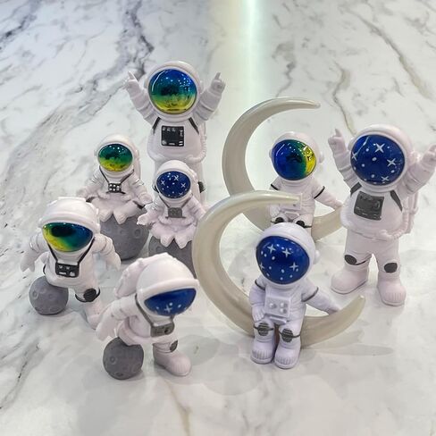 LUOZZY 8 Pcs Astronaut Figurines Cake Topper Miniature Astronaut Toys Outer Space Cake Decorations Spaceman Statues for Space Theme Party Decorations in Saudi Arabia