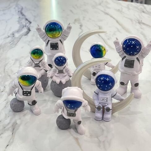 LUOZZY 8 Pcs Astronaut Figurines Cake Topper Miniature Astronaut Toys Outer Space Cake Decorations Spaceman Statues for Space Theme Party Decorations in Saudi Arabia