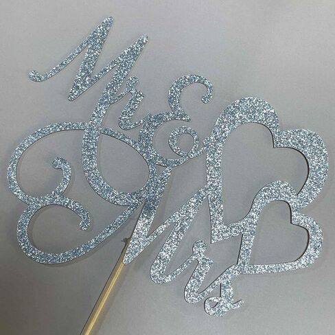 Silver Glitter Mr & Mrs Cake Topper for Bride and Groom Sign Wedding, Engagement, Wedding Anniversary Cake Toppers Decorations in Saudi Arabia