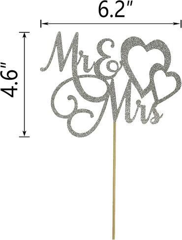 Silver Glitter Mr & Mrs Cake Topper for Bride and Groom Sign Wedding, Engagement, Wedding Anniversary Cake Toppers Decorations in Saudi Arabia