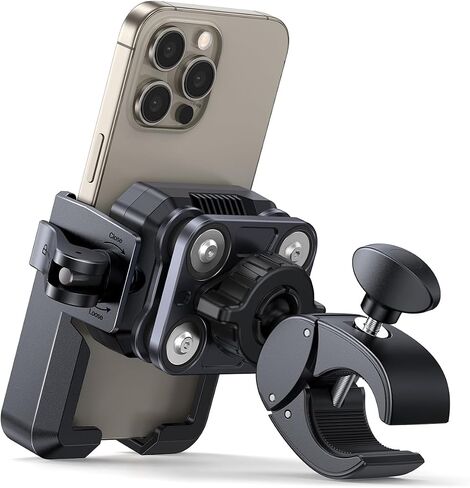 Bike Phone Holder Mount [Military Anti Vibration] 2024 Universal Motorcycle Phone Mount Handlebar Clamp for Electric Scooter, Mountain, Dirt Bike, Compatible with Phone 4-7.2" in Saudi Arabia