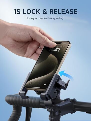 Bike Phone Holder Mount [Military Anti Vibration] 2024 Universal Motorcycle Phone Mount Handlebar Clamp for Electric Scooter, Mountain, Dirt Bike, Compatible with Phone 4-7.2" in Saudi Arabia