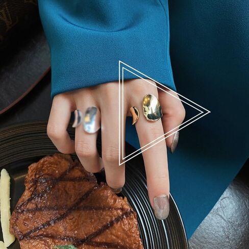 Vintage Adjustable Ring Silver Love Ring Wrapping Ring Gold Wide Face Ring Thumb Ring Opening Adjustable Middle Finger Ring for Women in Saudi Arabia