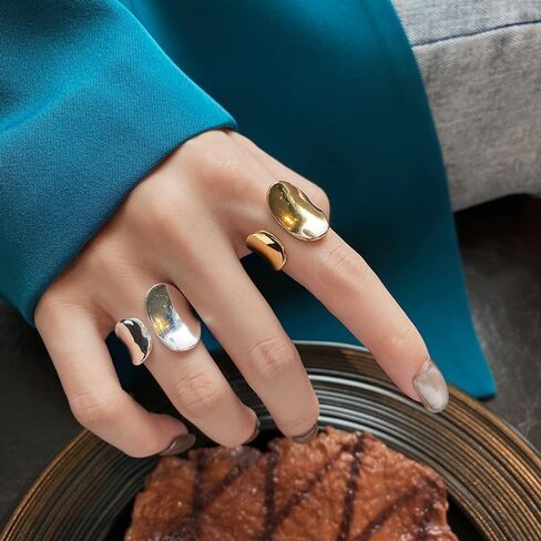 Vintage Adjustable Ring Silver Love Ring Wrapping Ring Gold Wide Face Ring Thumb Ring Opening Adjustable Middle Finger Ring for Women in Saudi Arabia