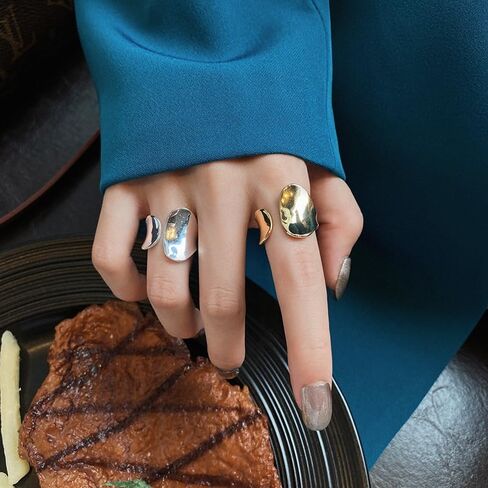 Vintage Adjustable Ring Silver Love Ring Wrapping Ring Gold Wide Face Ring Thumb Ring Opening Adjustable Middle Finger Ring for Women in Saudi Arabia