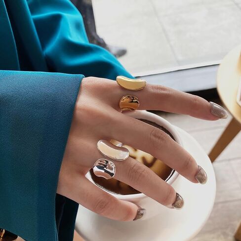 Vintage Adjustable Ring Silver Love Ring Wrapping Ring Gold Wide Face Ring Thumb Ring Opening Adjustable Middle Finger Ring for Women in Saudi Arabia