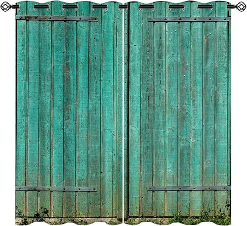 Old Antique Door Blackout Curtains for Girls Boy Home Decor, Wooden Rustic Barn Farm House Door Grommet Thermal Insulated Drapes Darkening Window Curtain for Bedroom Living Room, 42 x 63 Inch in Saudi Arabia