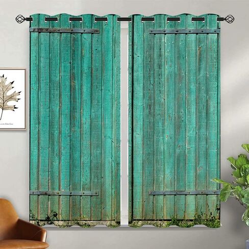 Old Antique Door Blackout Curtains for Girls Boy Home Decor, Wooden Rustic Barn Farm House Door Grommet Thermal Insulated Drapes Darkening Window Curtain for Bedroom Living Room, 42 x 63 Inch in Saudi Arabia