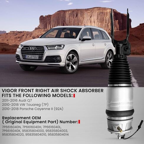 VIGOR Front Left Air Shock Absorber Compatible with 2010-2018 Touareg 7P, Audi Q7 and Porsche Cayenne II 92A Car Air Strut, OEM Replace Number 7P6616039N in Saudi Arabia