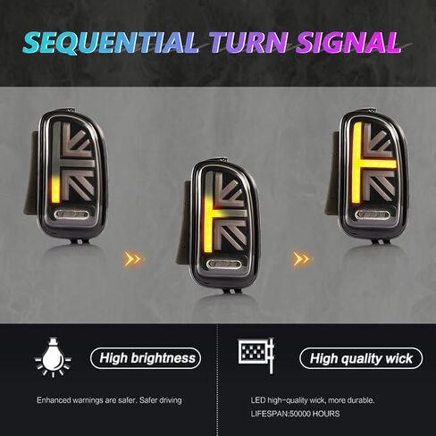 Archaic Full LED Tail Lights Compatible with 2007–2014 Mini Clubman R55,Mini Cooper/Cooper S/John Cooper Works Rear Lamps Assembly w/Start Up Animation&Sequential Turn Signal,Red in Saudi Arabia