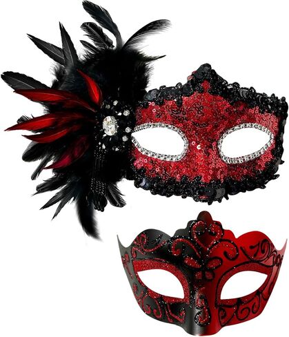 2024 New Feather Masquerade Mask for Women Men Couple in Kuwait